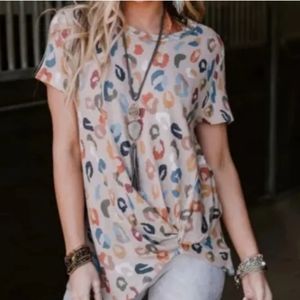 Multicolor Leopard Top, size medium